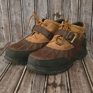 Sz 11.5 D Mens Polo Ralph Lauren Dover III Brown Leather Buckle Duck Boots Good